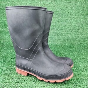 Unbranded Rain Boots Unisex Size 4 Black Red Rubber Mid Calf Waterproof Boot